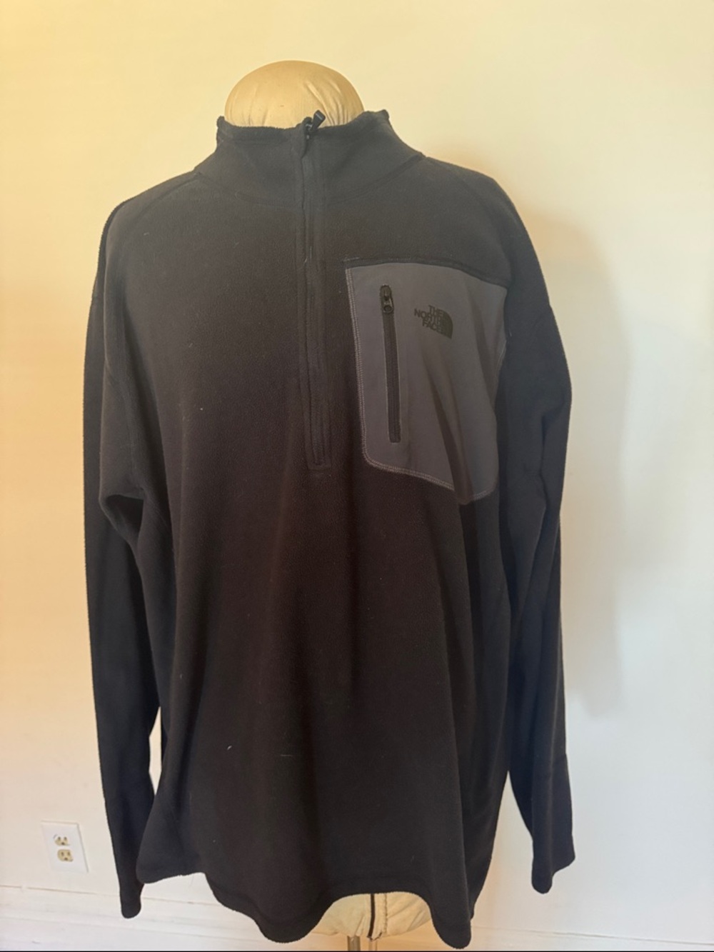 The North Face Men’s Black Fleece Quarter-Zip with Gray Chest Pocket